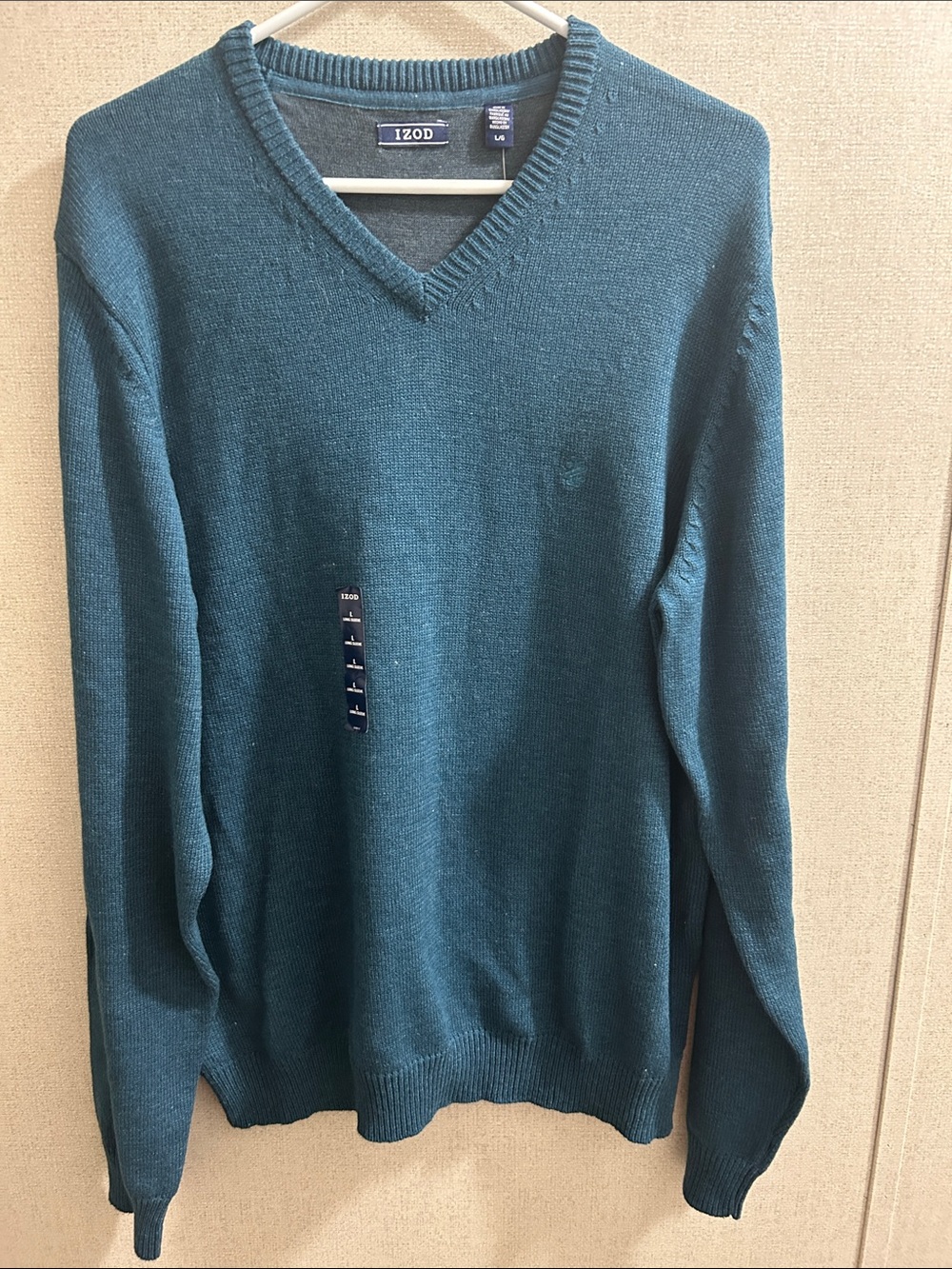 Izod Men's Teal V-Neck Knit Sweater